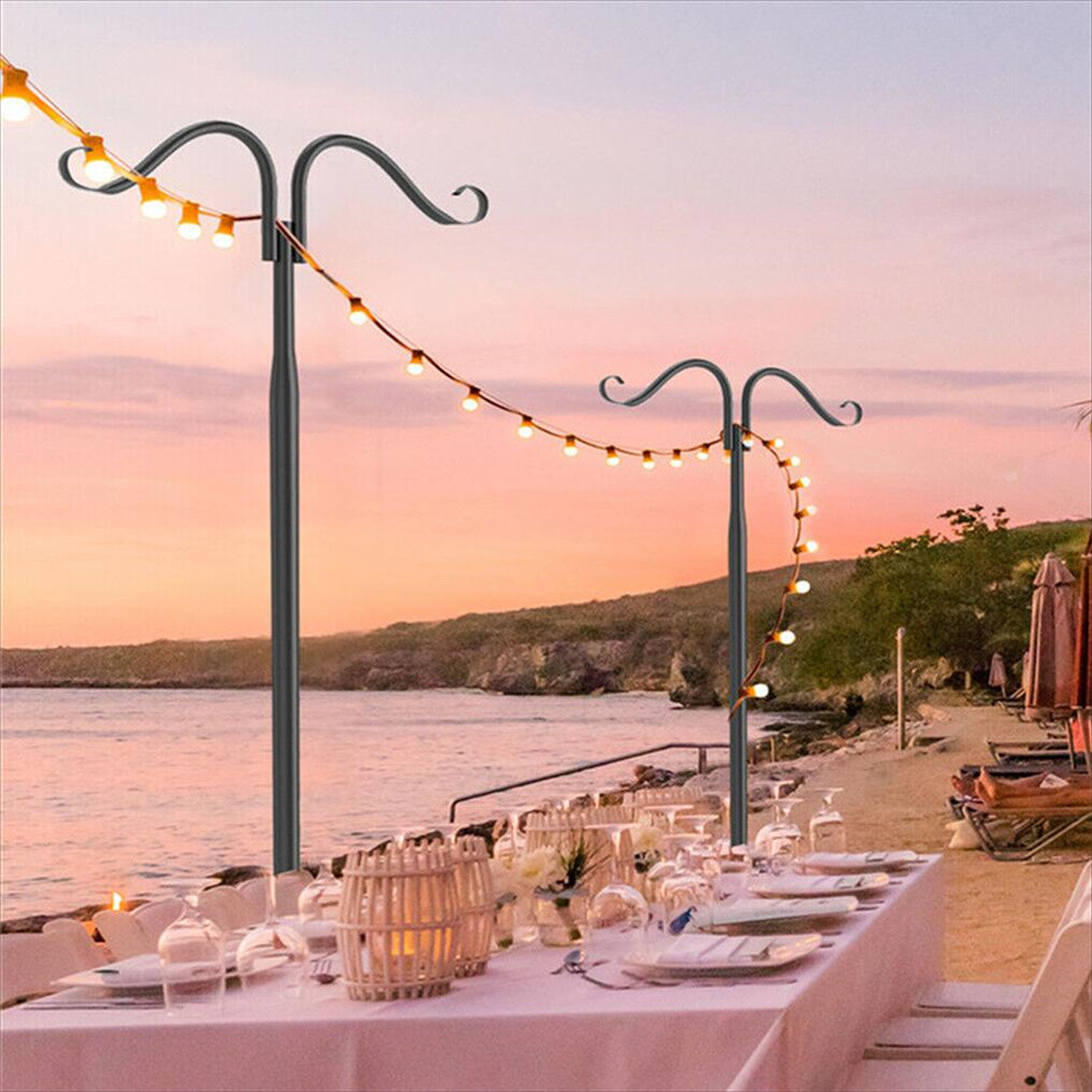 Outdoor String Light Pole 2 Pack 7-Prong Fence Brackets for Hanging String Light