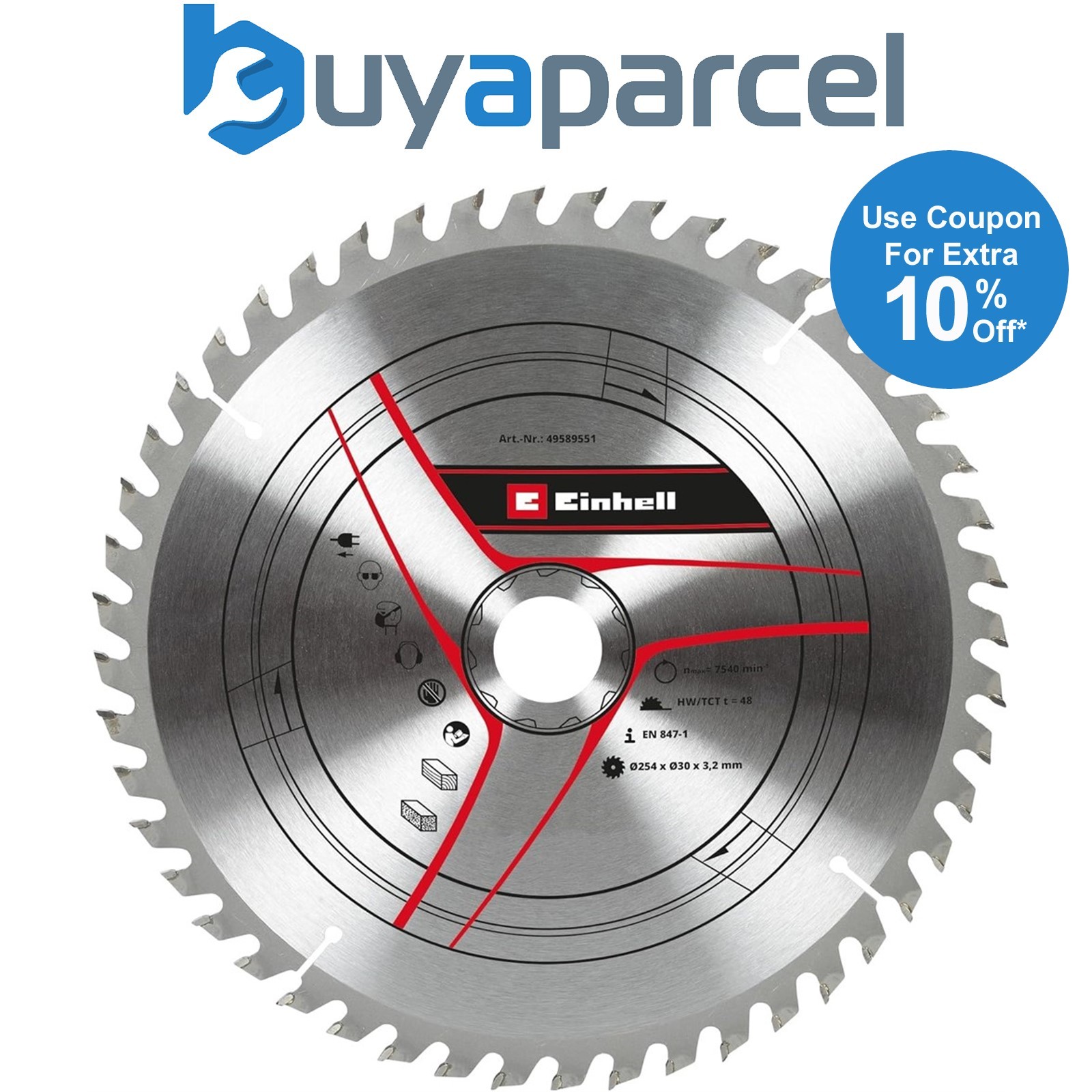 Einhell KWB 254mm Table Mitre Saw Blade 48 T HM Diameter TC-TS 2225 TC-SM 2531
