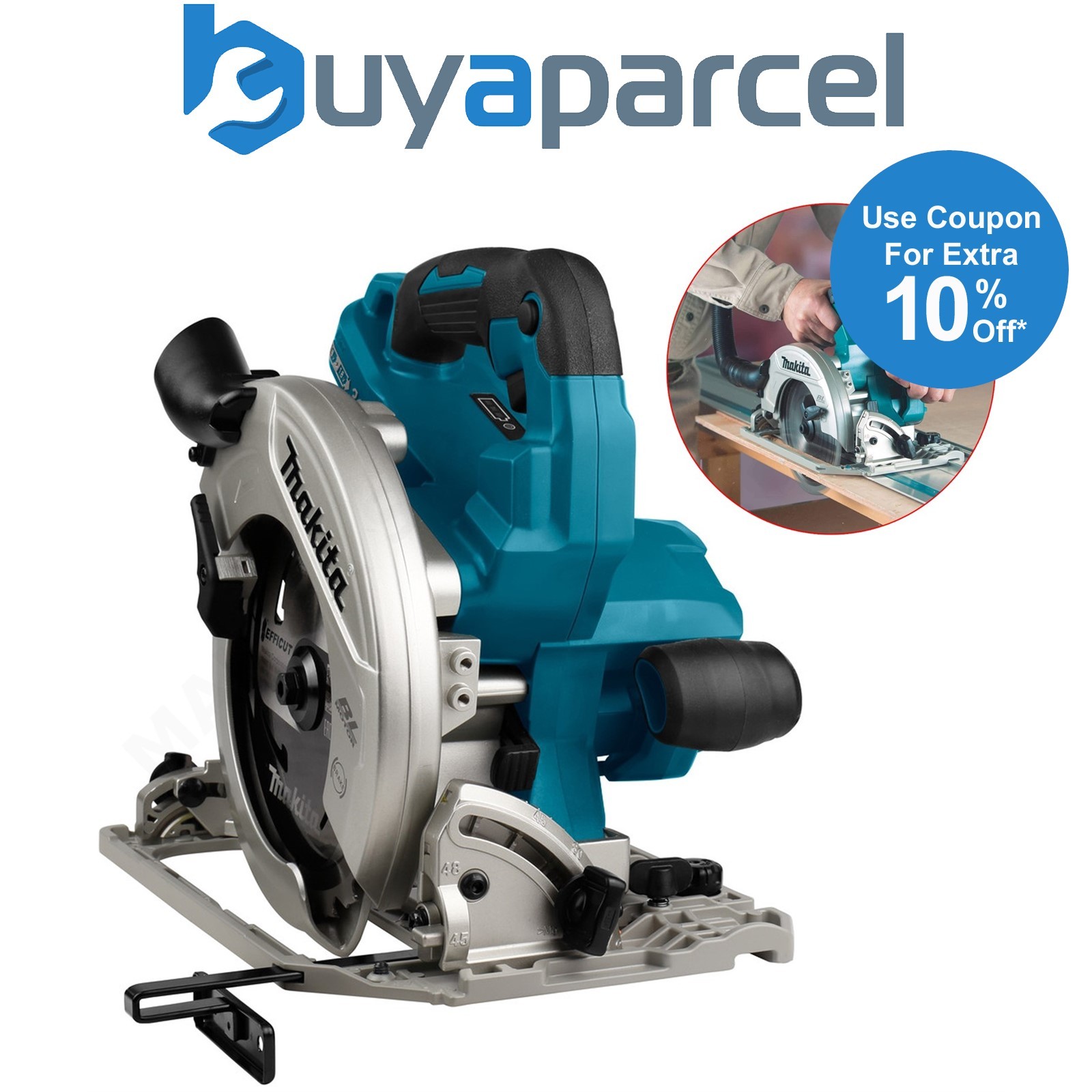 Makita DHS782Z Twin 18v / 36v 190mm Brushless Circular Saw Inc Guide Rail Base