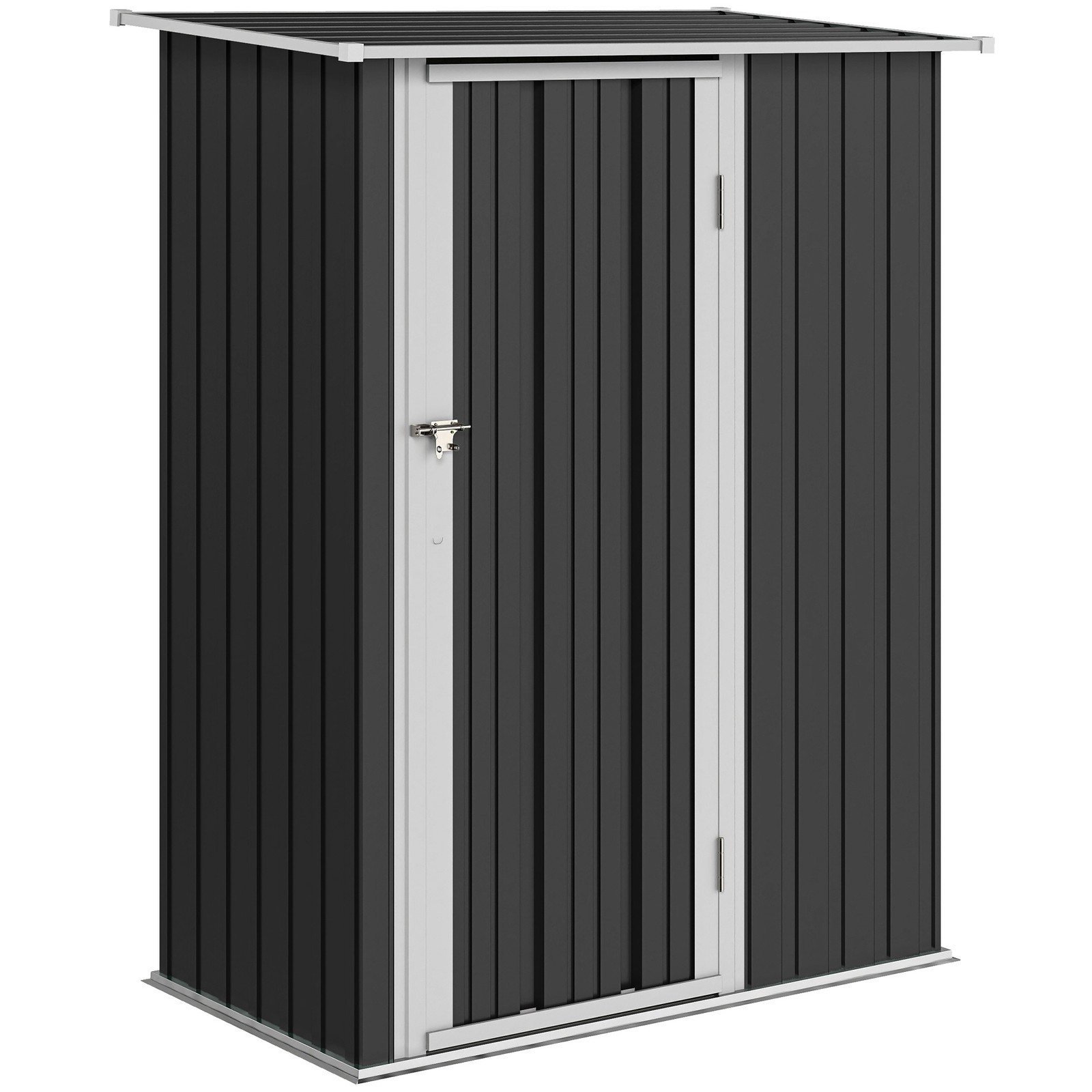 Outsunny Outdoor Storage Shed Steel Garden Shed w/ Lockable Door Dark Grey