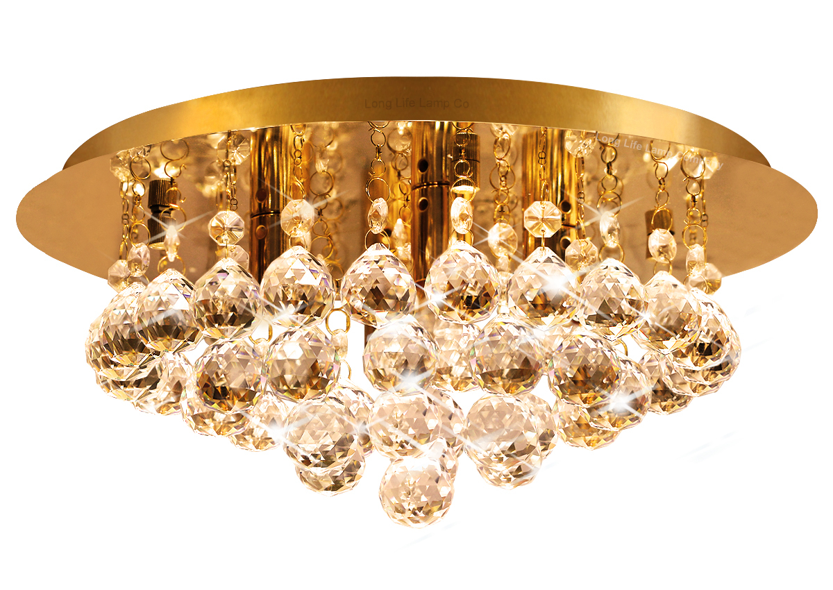 Modern Round Ceiling Chandelier Light Crystal Droplets GOLD STX50019-4G0