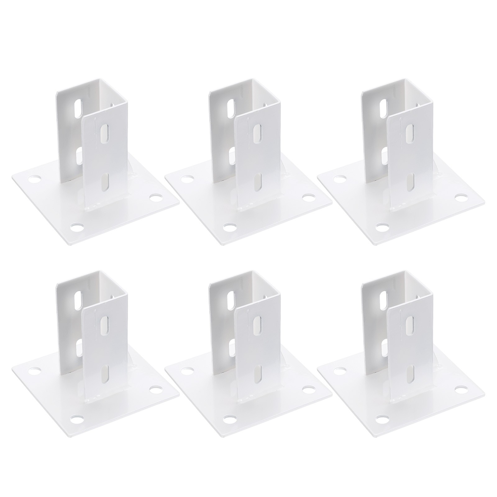 6pcs Post Base with 4 Holes for 2” Single Strut Channel Square, White