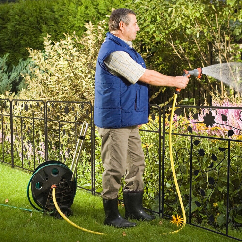 80cm Tall Metal Garden Fence 5 Panels Total Rust-Resistant Screen Gate Outdoor