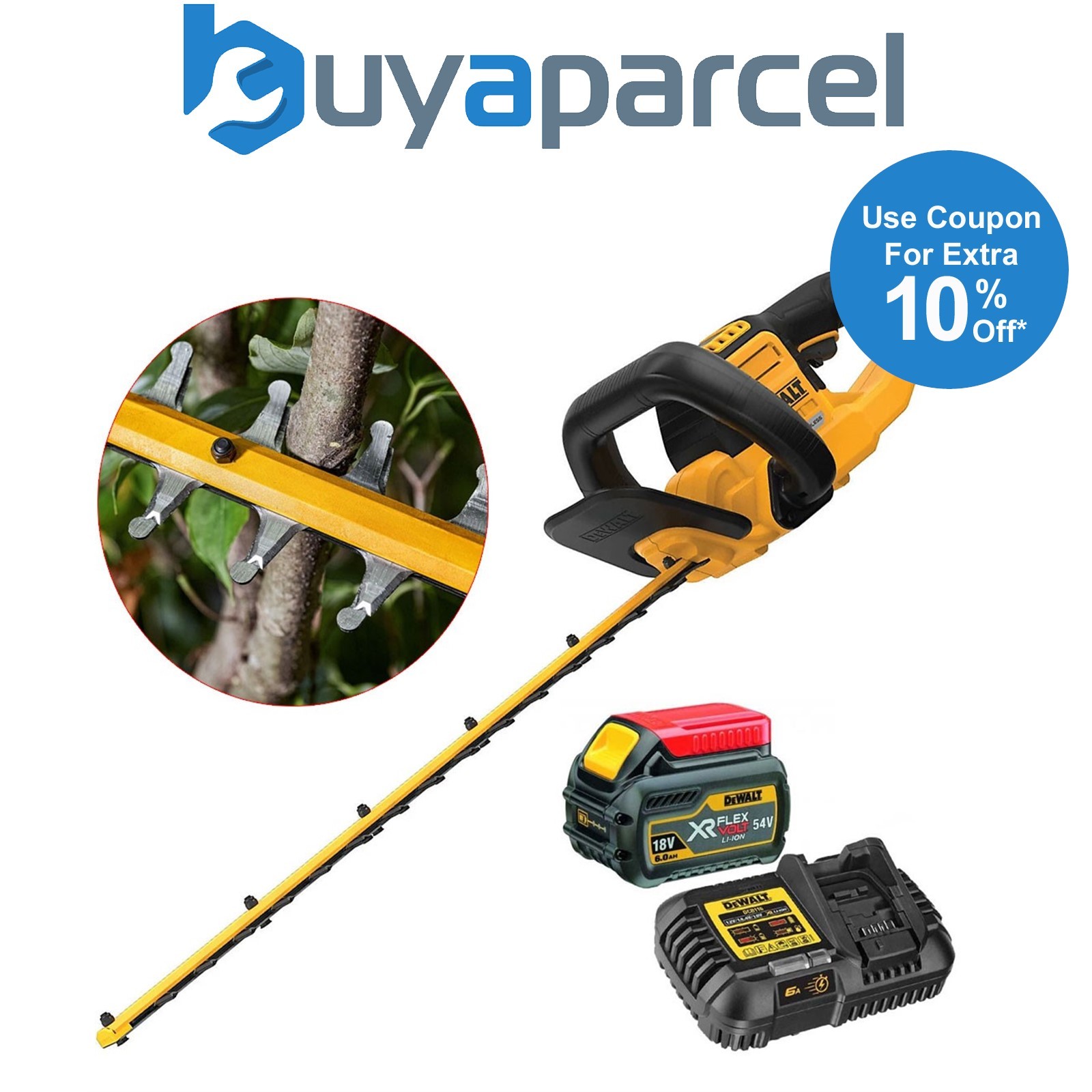 Dewalt DCMHT573T1 XR 65cm Garden Hedge Trimmer 31mm Capacity Flexvolt 54v 1x6ah