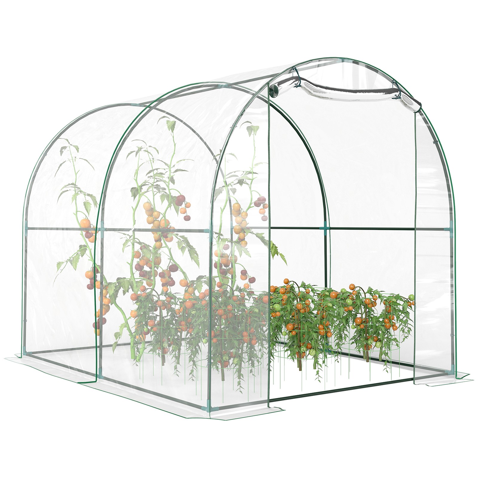 Outsunny Walk In Polytunnel Greenhouse w/ Roll Up Door PVC Cover, 2.5 x 2m