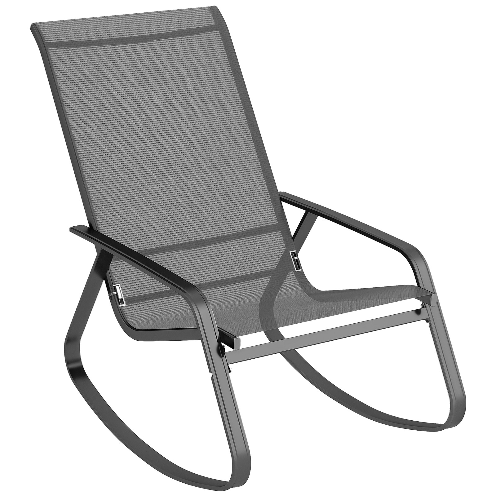Outsunny Garden Rocking Chair with Armrests, High Back, Grey