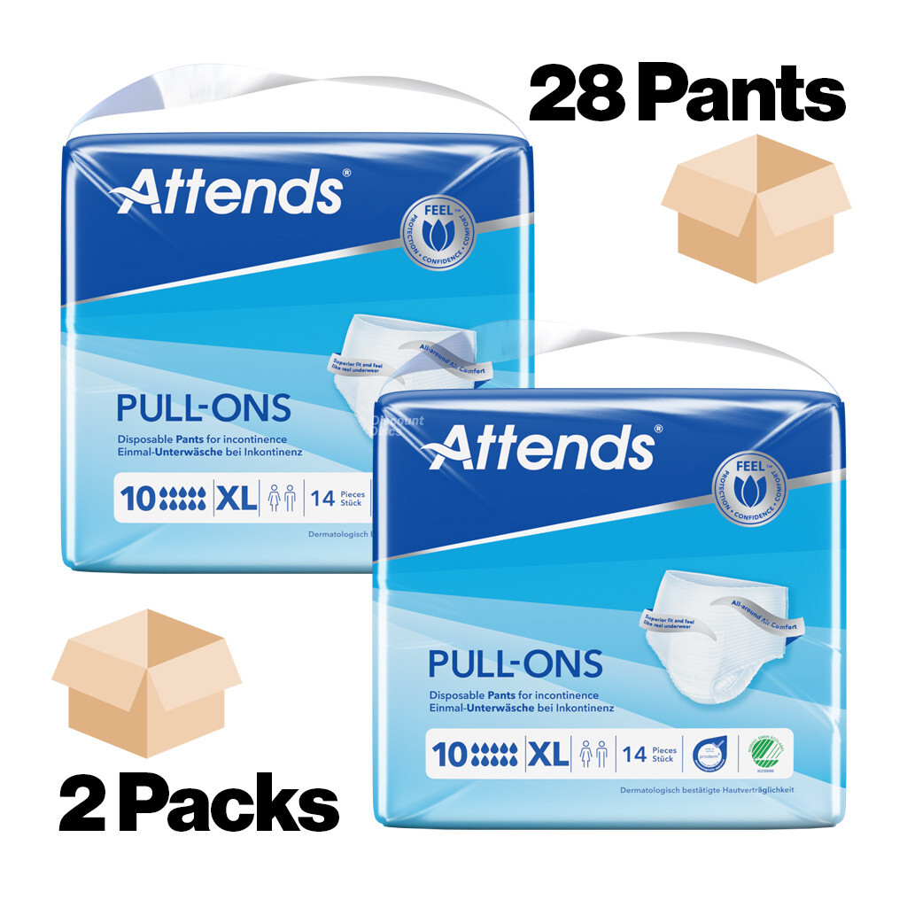 Attends 10XL Pull up Pants EXTRA LARGE Adult Nappies Incontinence 2 Packs of 14