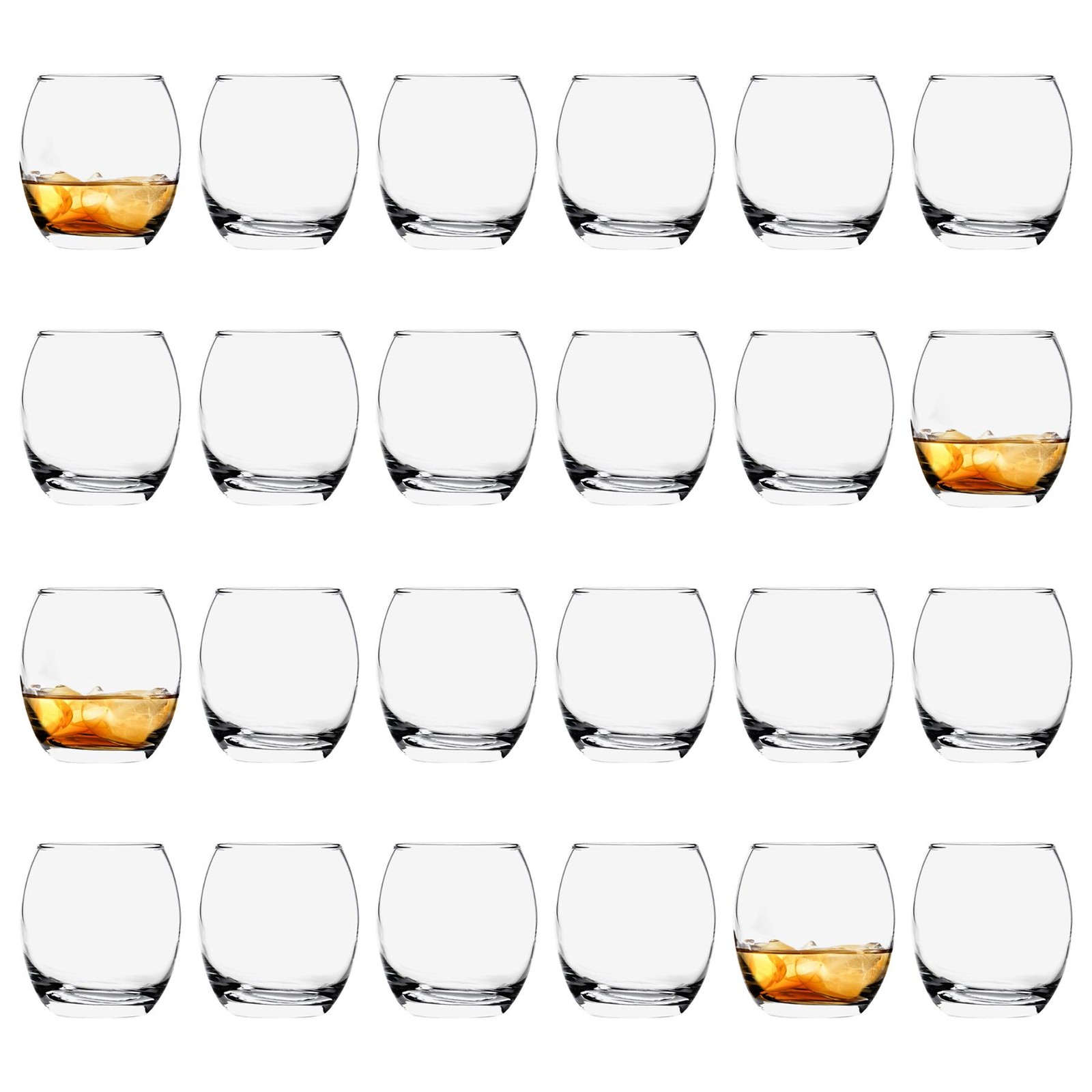 24x Tondo Whisky Glasses Modern Water Juice Glass Drinking Tumblers 405ml Clear