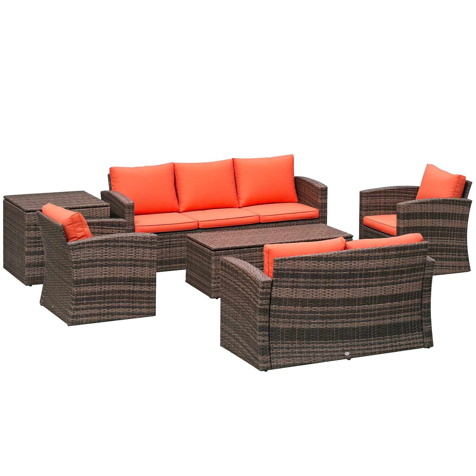 Outsunny 6 PCS Patio Rattan Sofa Set Conversation Furniture Orange