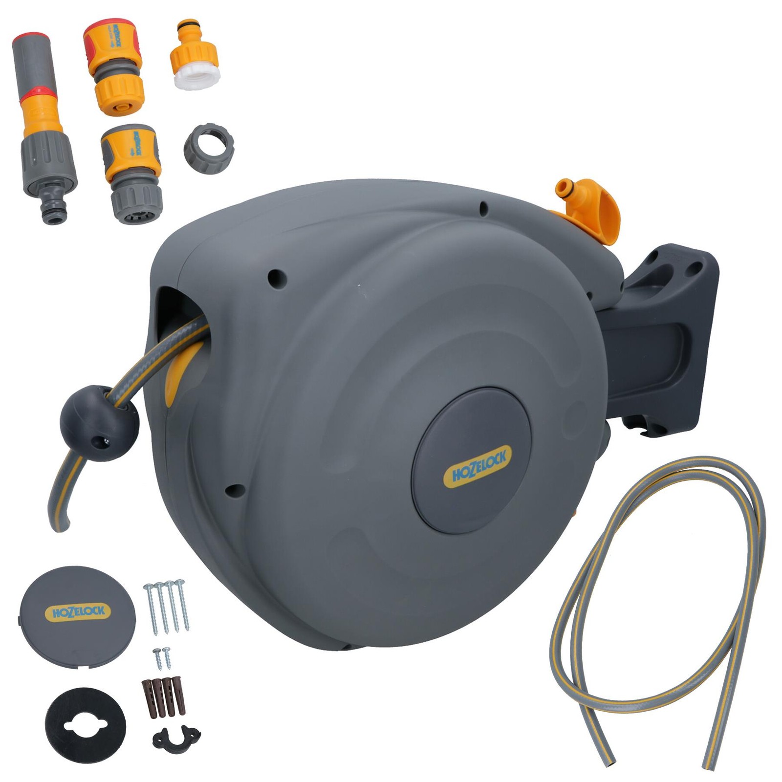 Hozelock Auto Rewind Garden Hose Reel with 10 Metres Hose Watering Wall Mounted