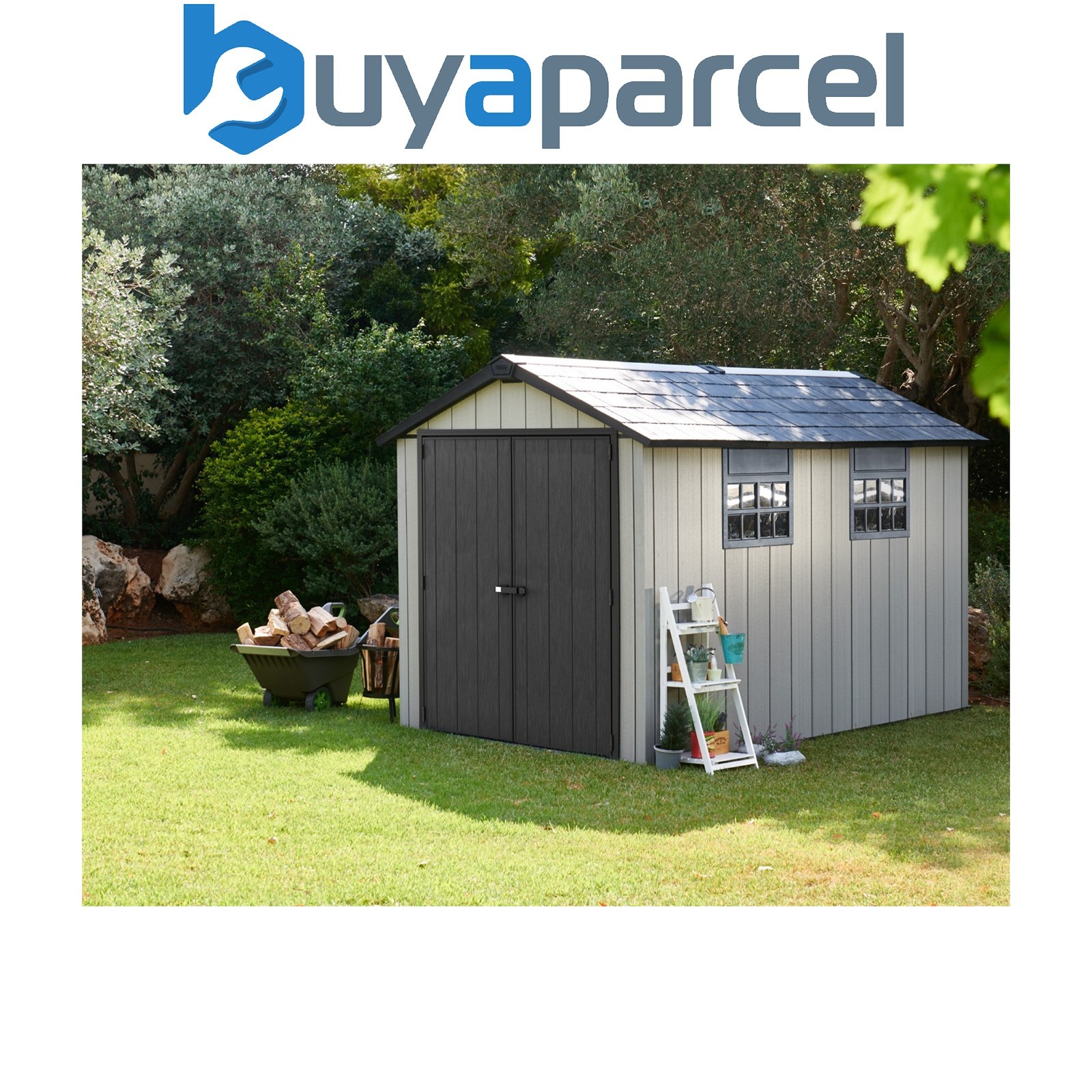Keter Oakland 7511 Composite Garden 7ft x 11ft Shed Outdoor Storage Grey Resin