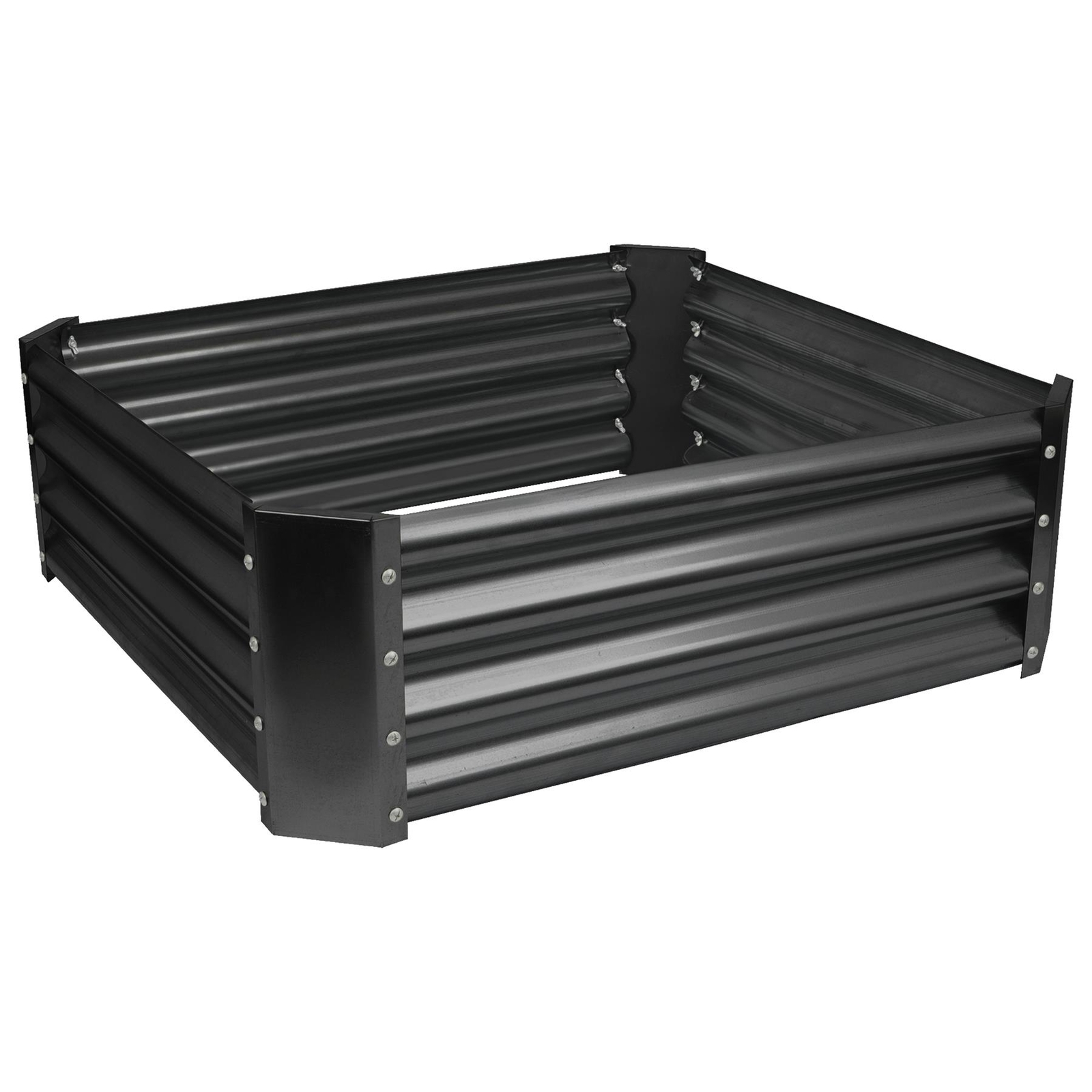 1x Anthracite 90cm x 90cm Square Galvanised Steel Raised Garden Bed Planter Box
