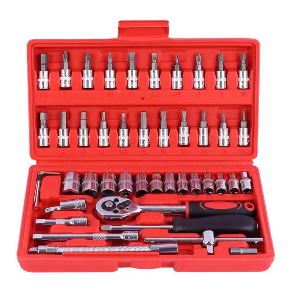 1/4 Inch Socket Kit with Release Ratchet, Screwdriver Set, Car and Truck7238