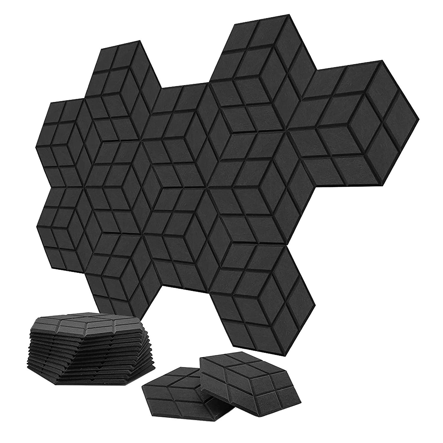 12 Pack Self-Adhesive Acoustic Sound Proof Foam Panels 13.8 X 12 X0.4Inch1567