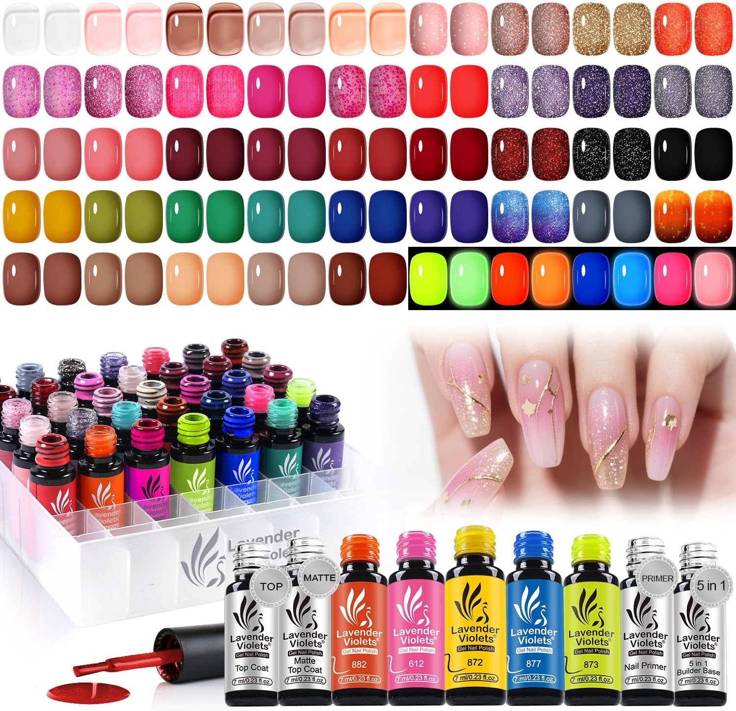 49 Pcs Milky White Nude Pink Gel Nail Polish Set Including Must-Have Solid Colo