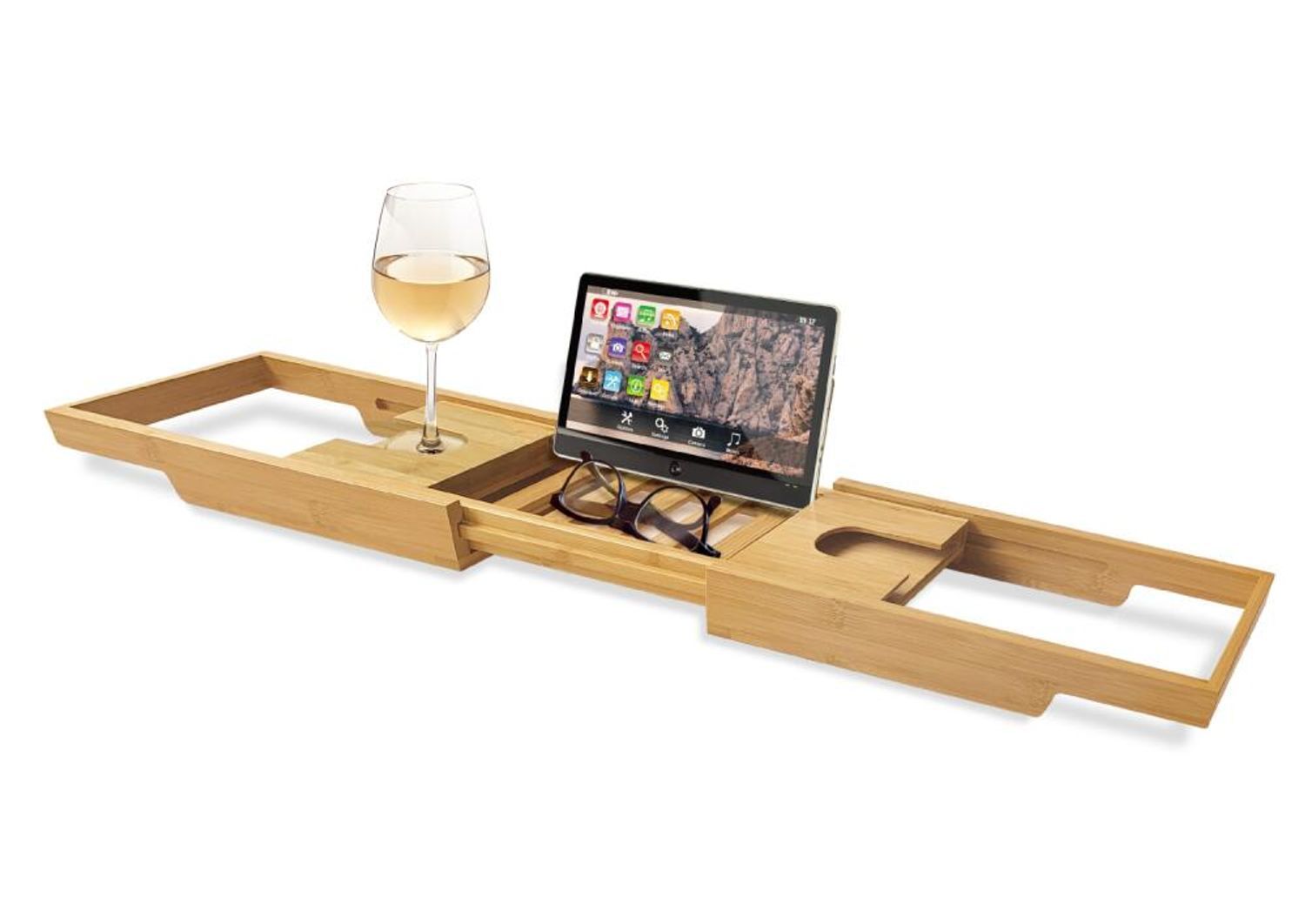 6x Bath Tray Bamboo Bathroom Accessories Relaxation Deco to Live Set Top