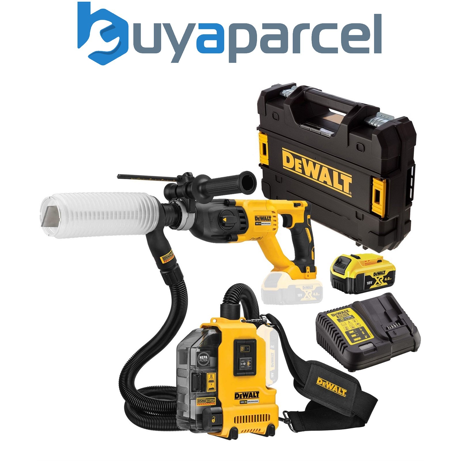 Dewalt DCH133M1 18v Brushless SDS Hammer Drill 3 Mode 1 x 4.0ah + Dust Extractor