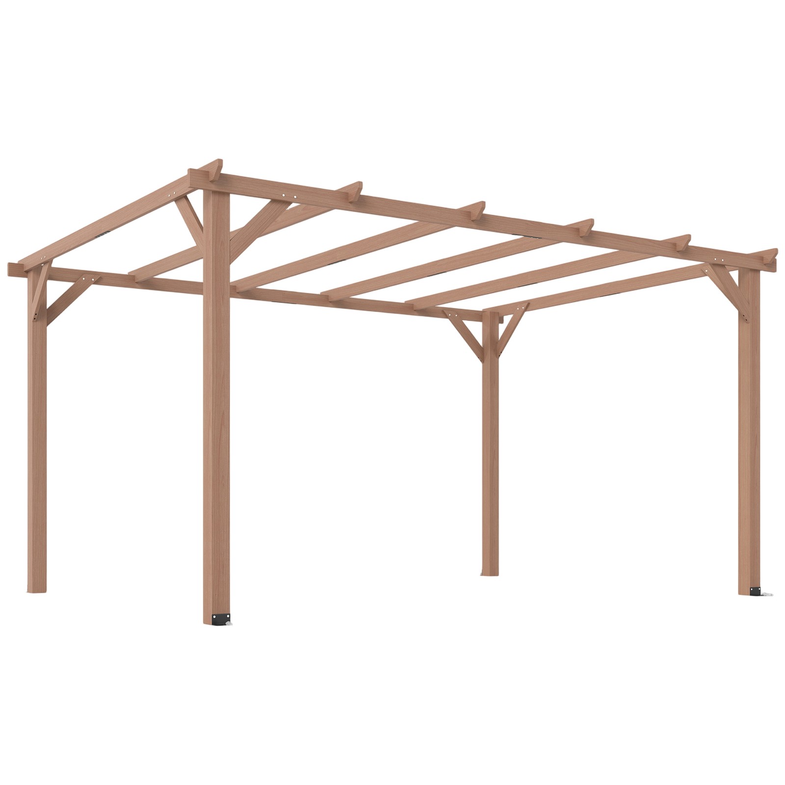 Outsunny 4x3 m Garden Wooden Pergola Gazebo Grape Trellis, Maple Wood-effect