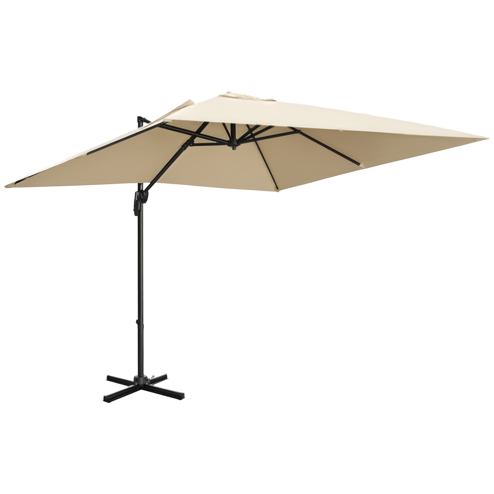 Outsunny 2.7 x 2.7 m Cantilever Parasol Garden Umbrella w/ Cross Base White