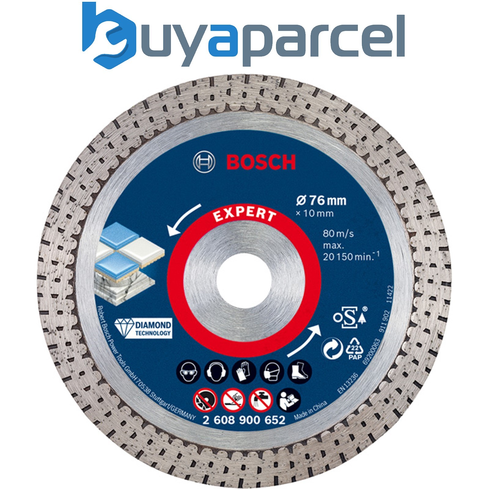 Bosch EXPERT HardCeramic 76 mm Diamond Cutting Disc 76 x 1.5 x 10 mm 2608900652