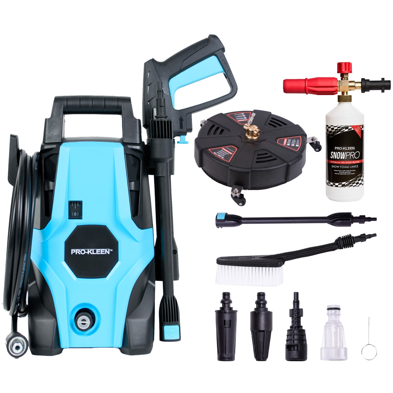 ProKleen Electric Pressure Washer Jet car 13" Patio Cleaner Fixed Brush & Lance