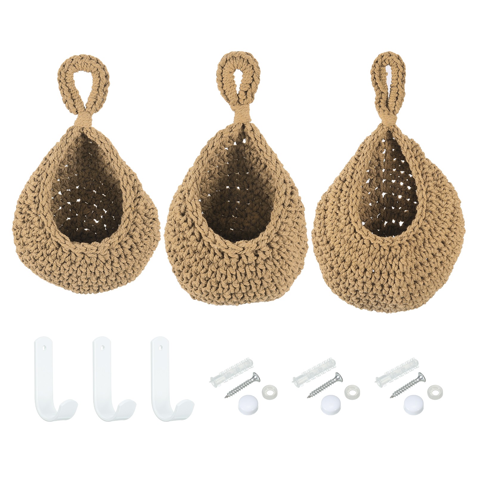 Hanging Fruit Baskets for Kitchen 3 Sizes Large Size Hanging Baskets Brown