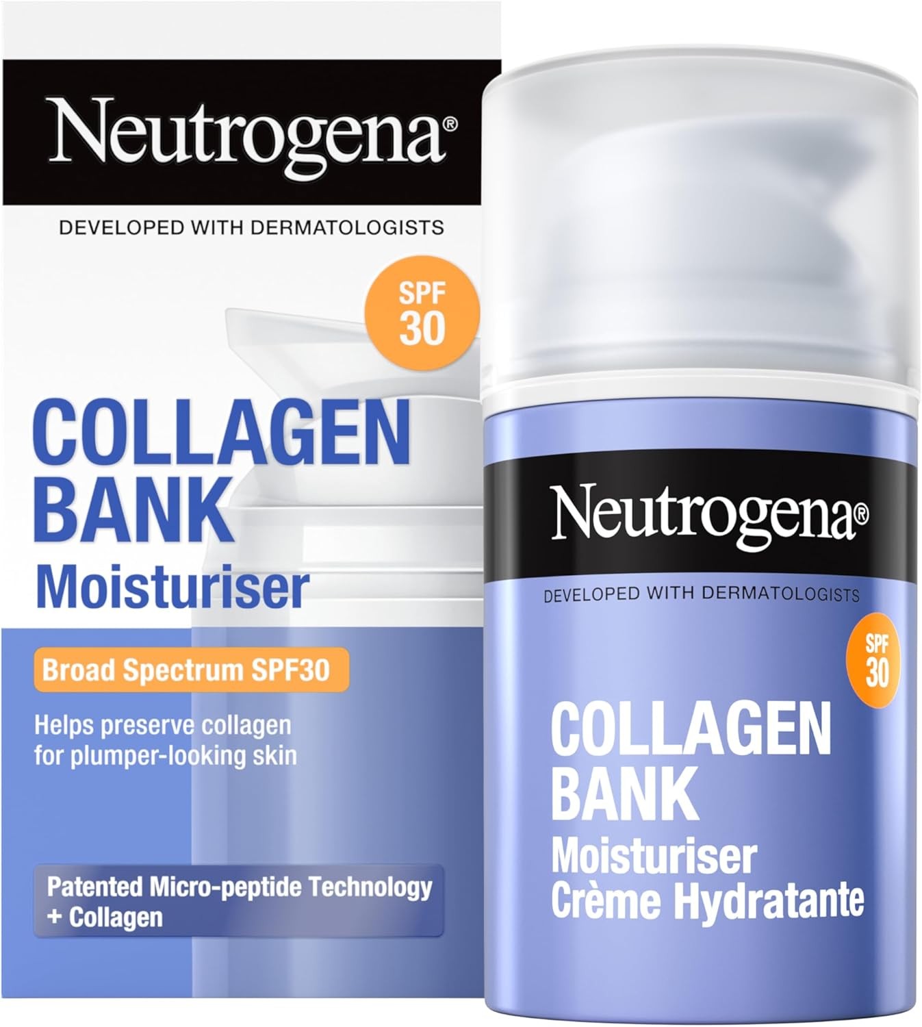Neutrogena Collagen Bank Face Moisturiser with SPF 30, Daily Anti-Ageing Face &