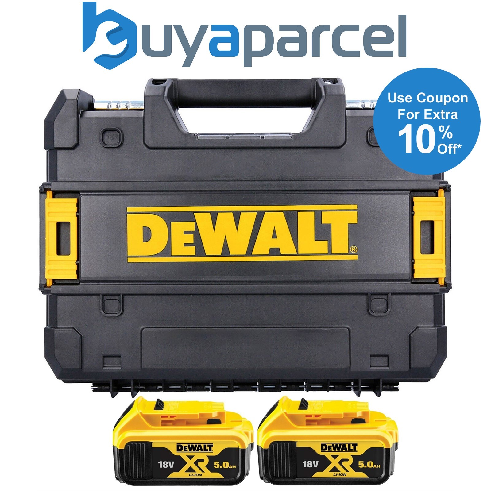 Dewalt DCB184 5.0ah 18v XR Lithium Ion Battery Twin Pack + Tstak Drill Case