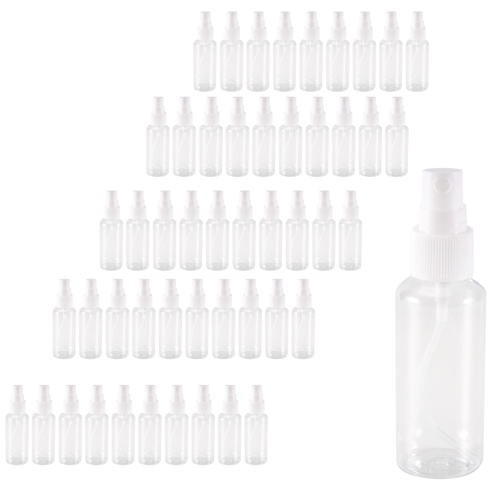 50 Pieces 50Ml Bottles Plastic Empty Refillable Atomiser Transparent1561