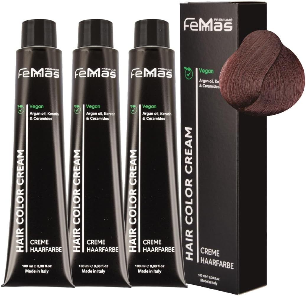 Femmas Hair Colour Cream 100 ml Hair Colour Pack of 3 Light Brown Mahogany 5.5