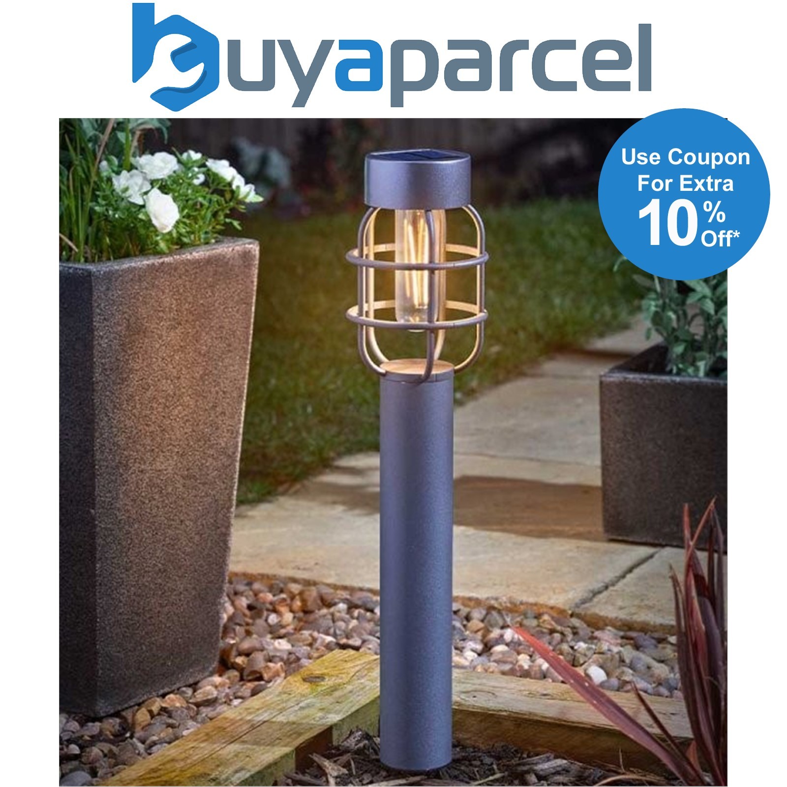 2 x Smart Garden Anglia 365 Cage Solar Stake Bollard Post Lights