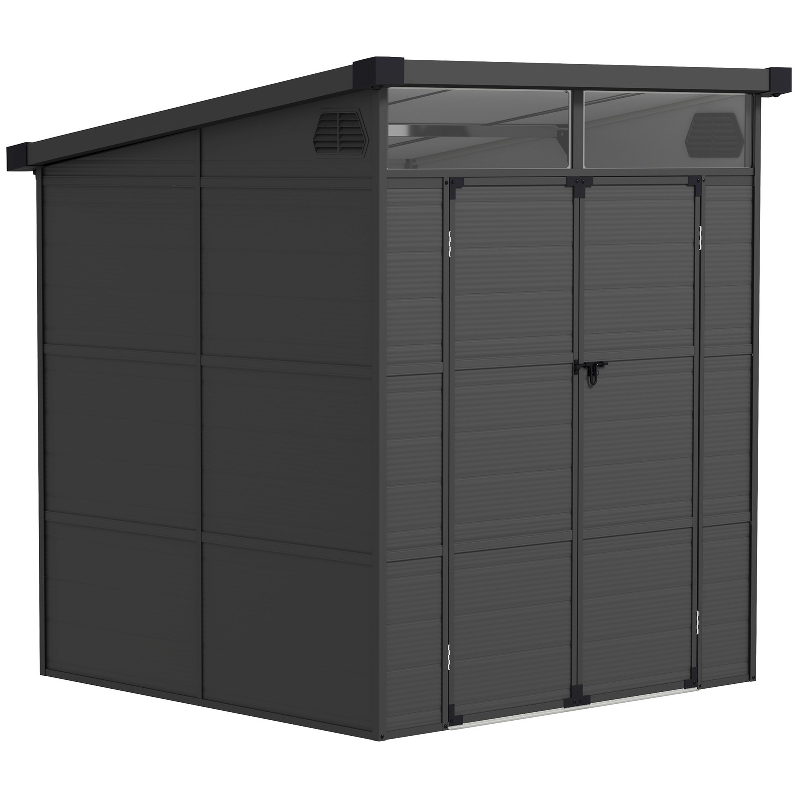Outsunny 6 x 6ft Plastic Garden Shed with Windows and Air Vents, Dark Grey