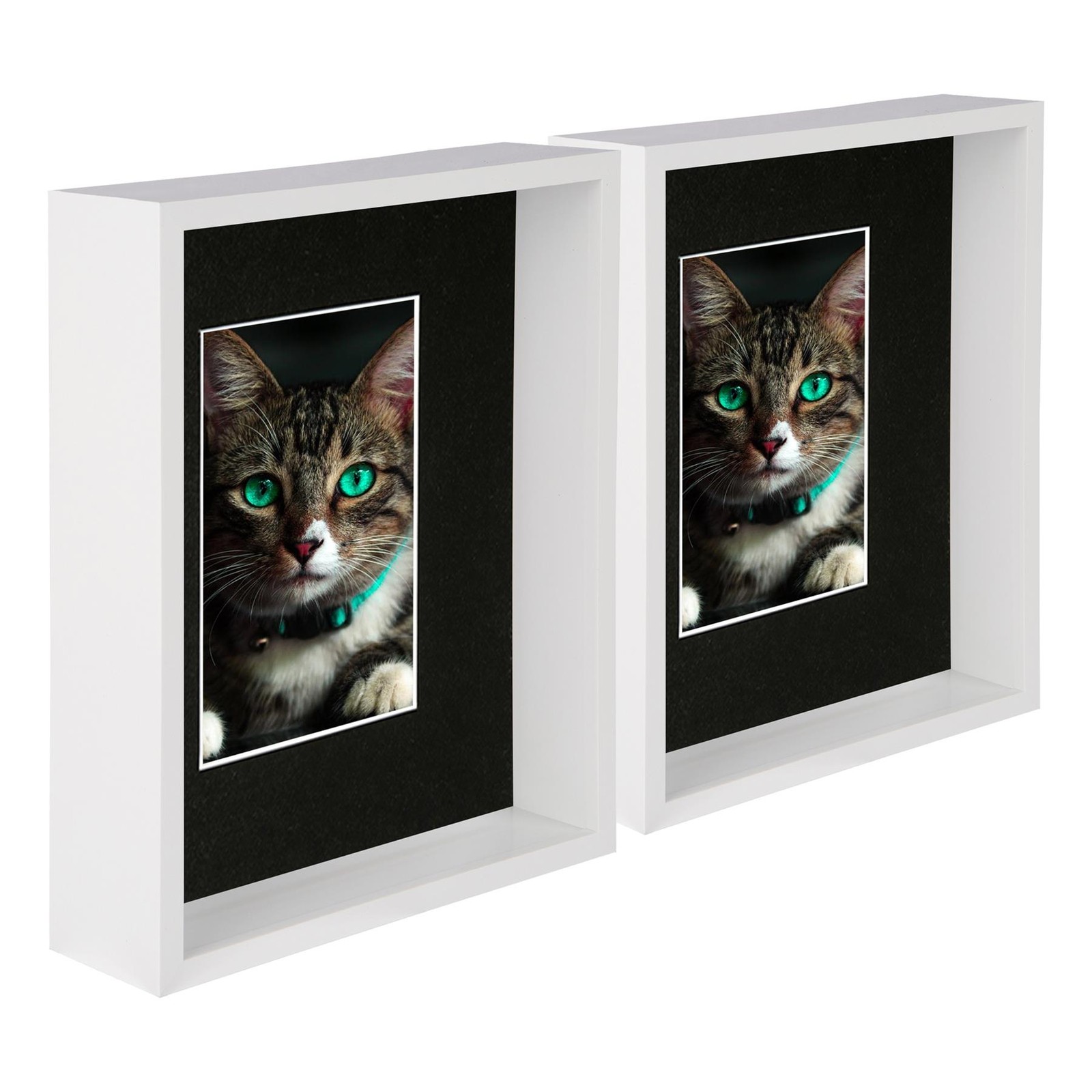 5x White 8" x 10" 3D Deep Box Photo Frames Black 4" x 6" Mount Shadow Picture