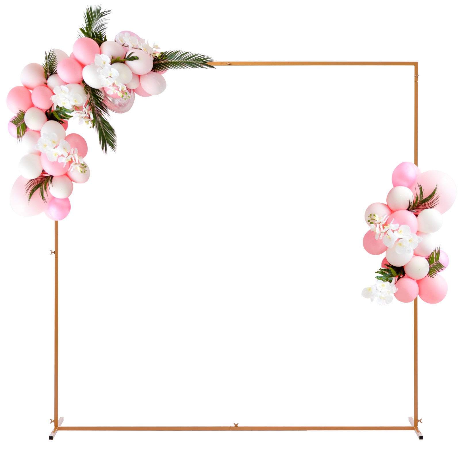 Metal Wedding Arch 6.6 Feet x 6.6 Feet Square Arch Backdrop Stand Gold Tone