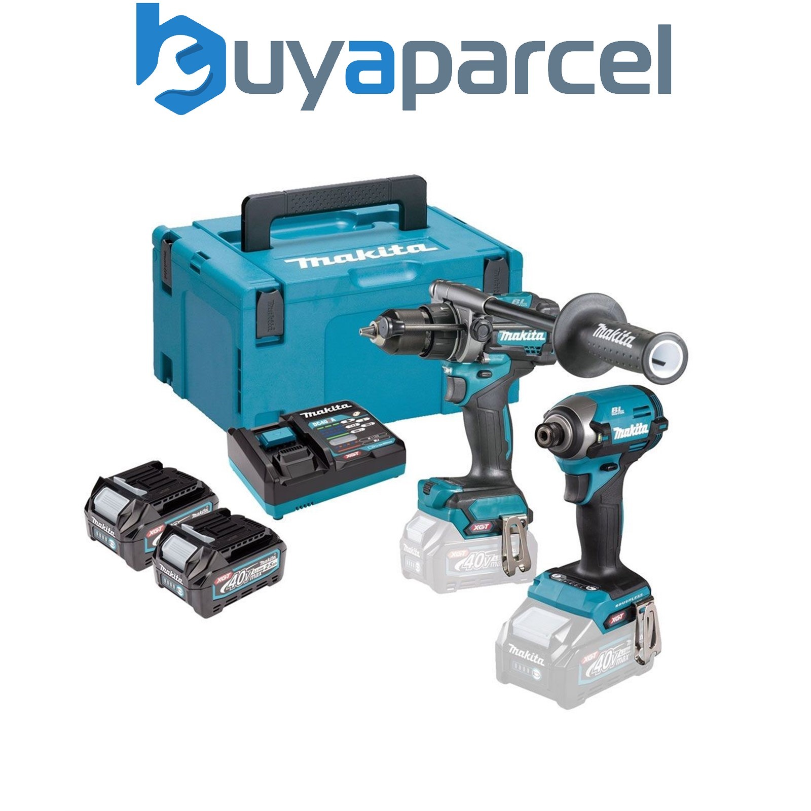 Makita DK0176G205 40V Max TD003G Impact Driver + HP001G Combi Drill Set 2x2.5ah