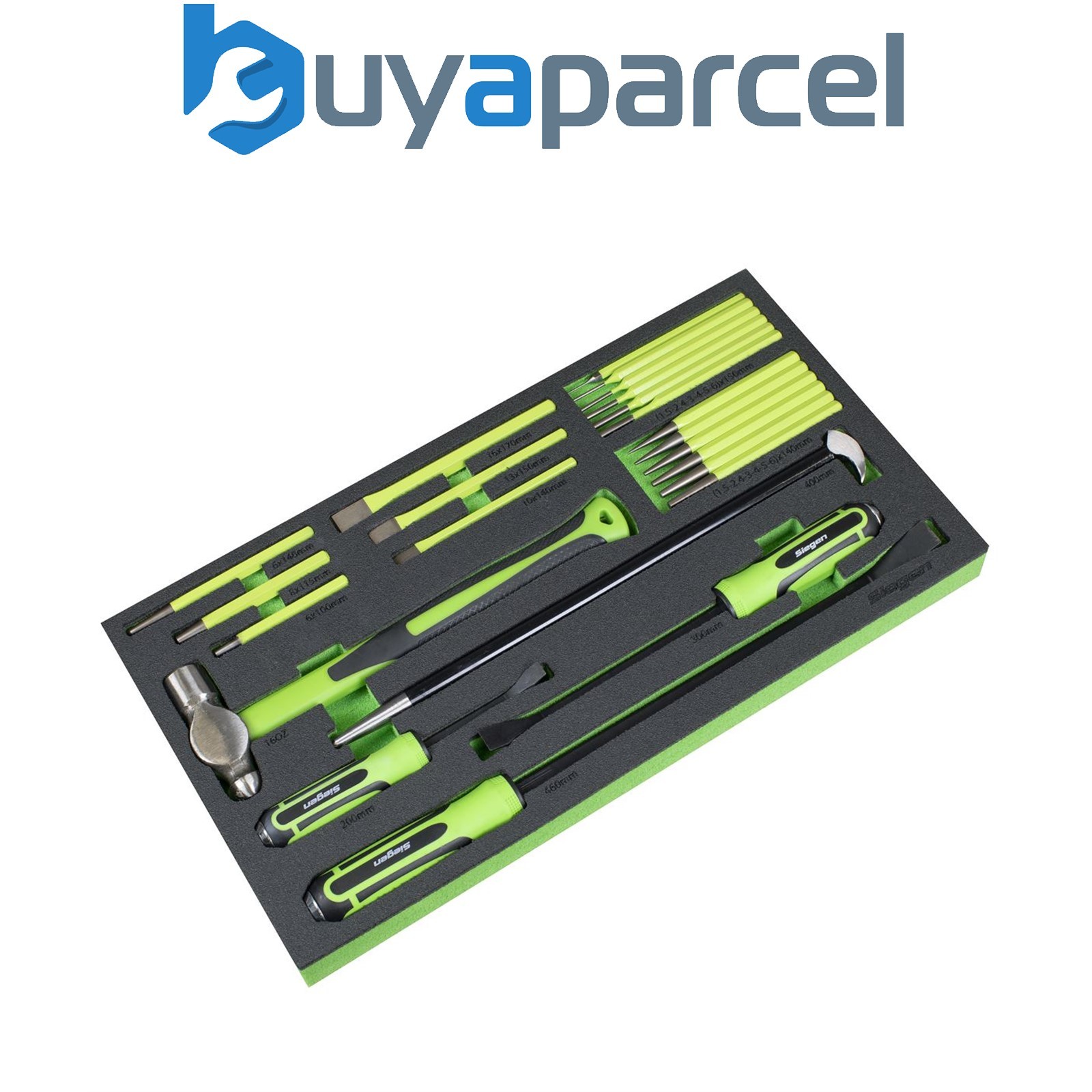 Sealey S01279 Siegen Pry Bar, Hammer & Punch Set with Tool Tray 23pc