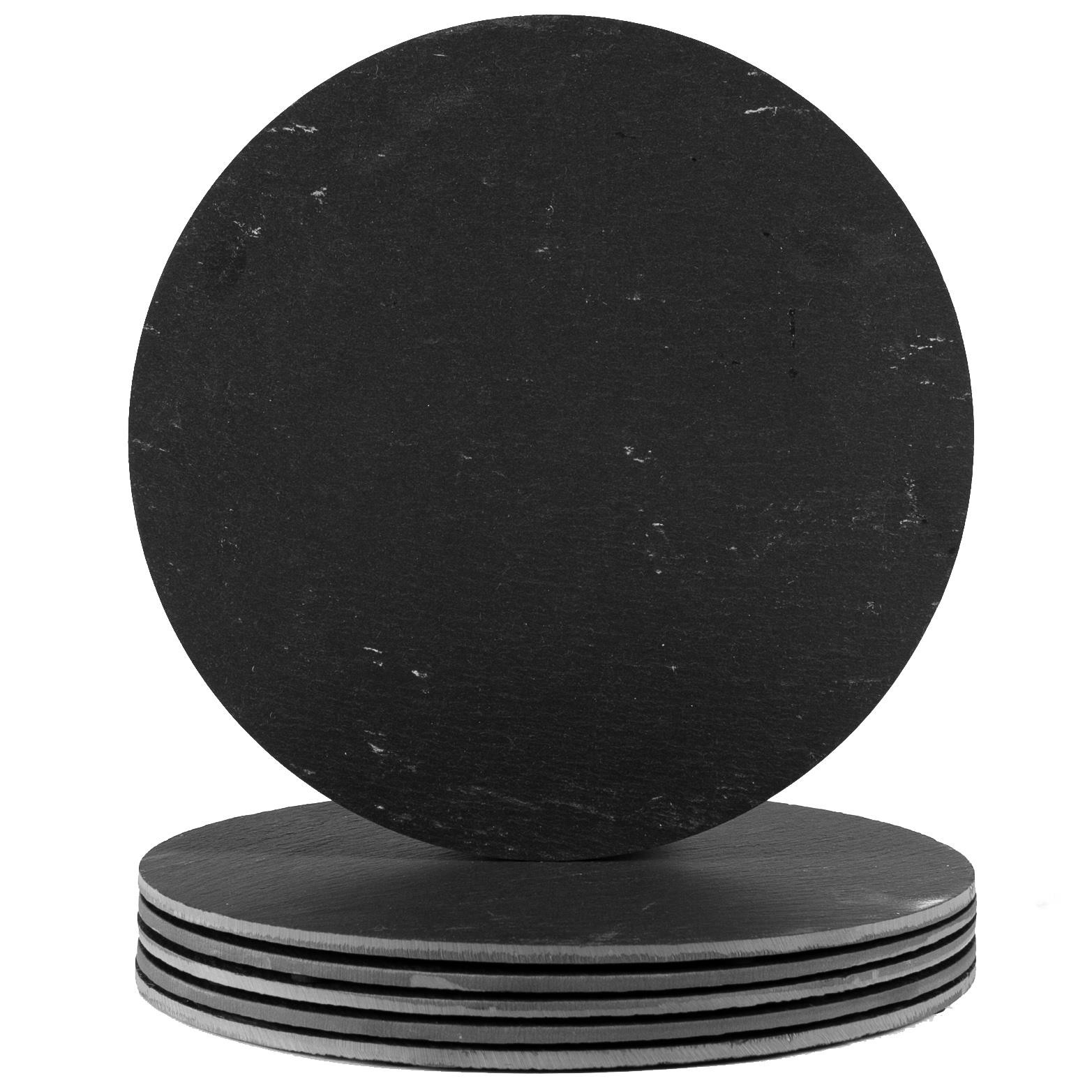 6x Linea Round Slate Placemats 30cm Natural Rustic Dining Table Place Mats Set