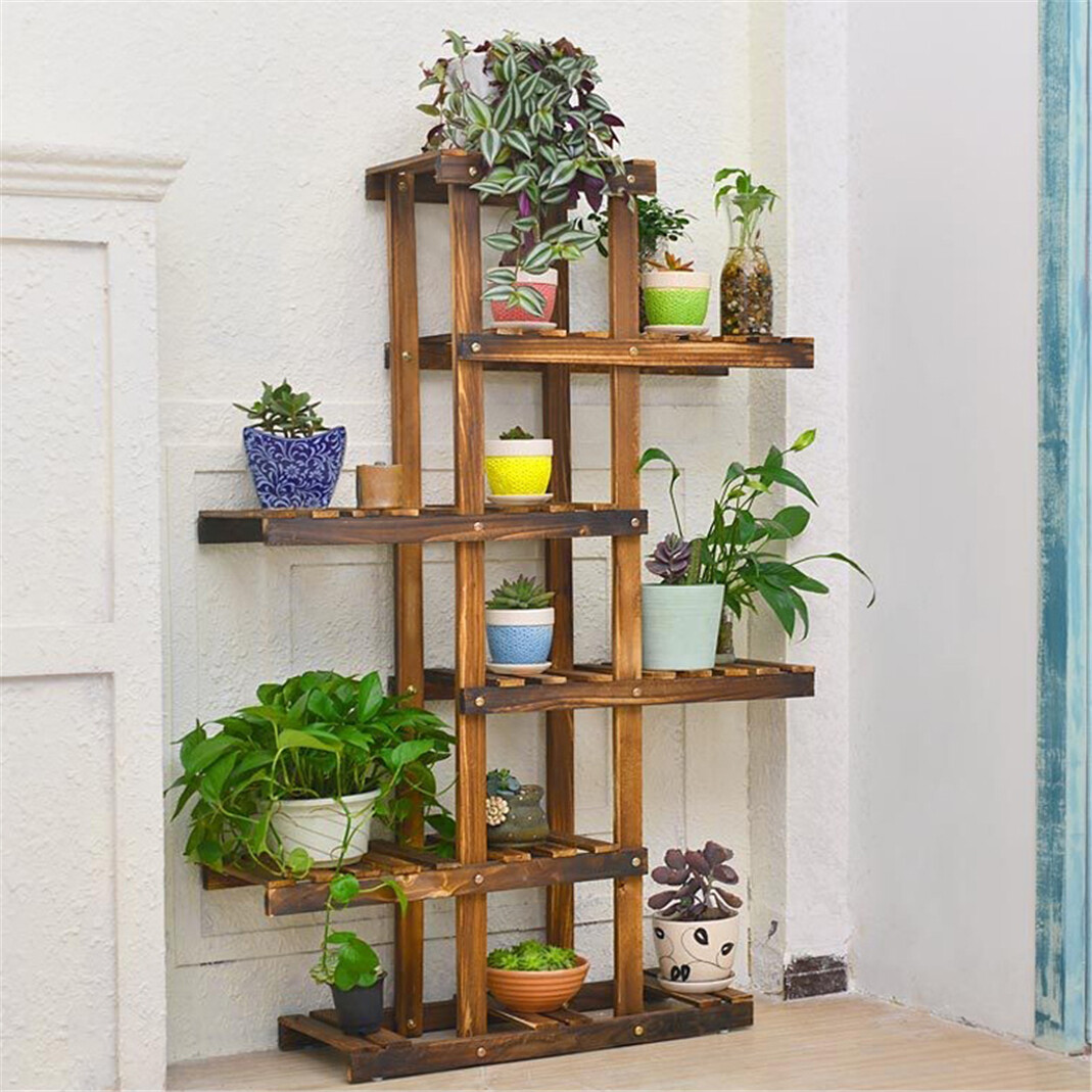 Stable Multi Tier Garden Plant Stand Bookcase Bamboo Wood Metal Various 60 Style