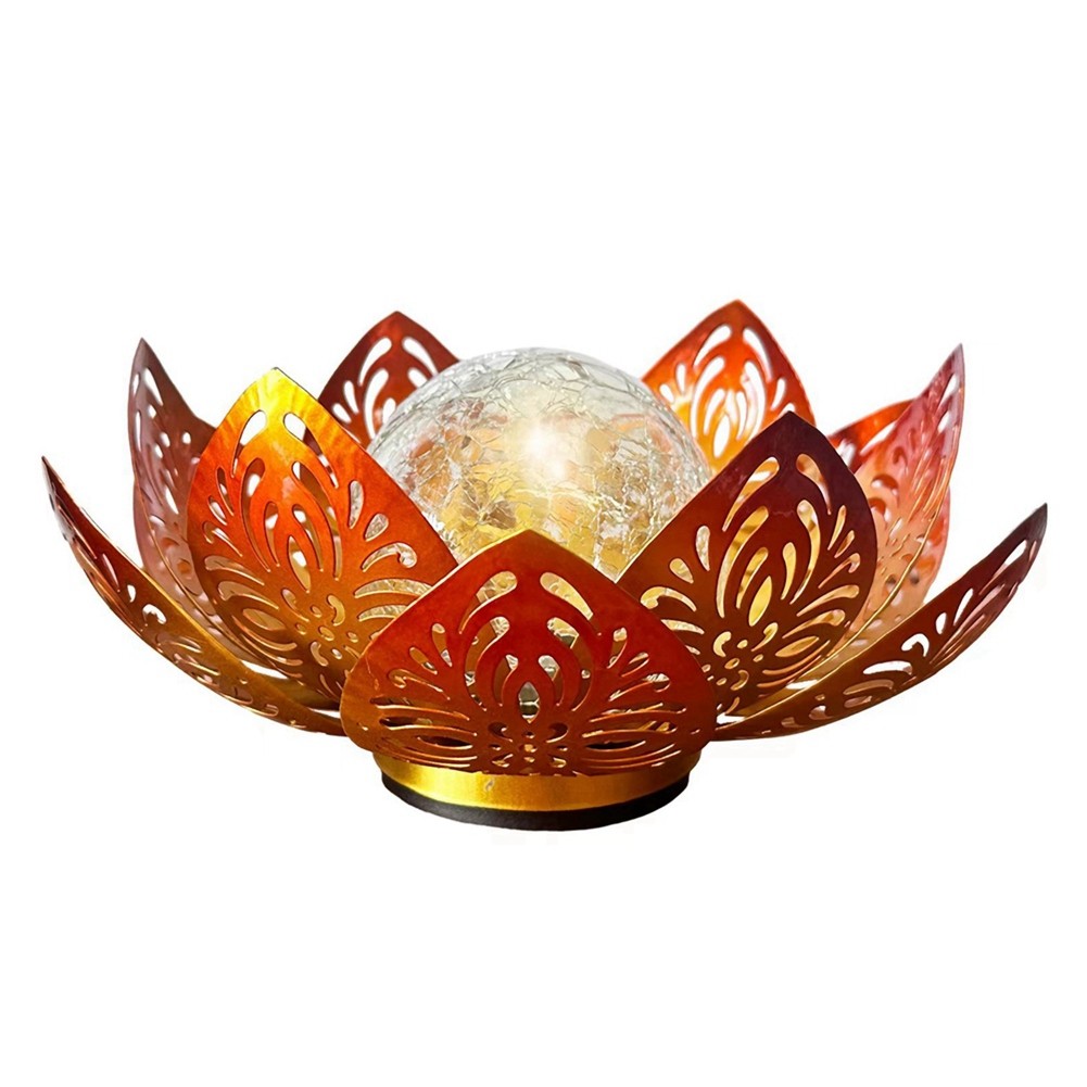 Solar Powered Iron Art Lotus Light Outdoor Plug-in Lawn Lamp Rainproof1084