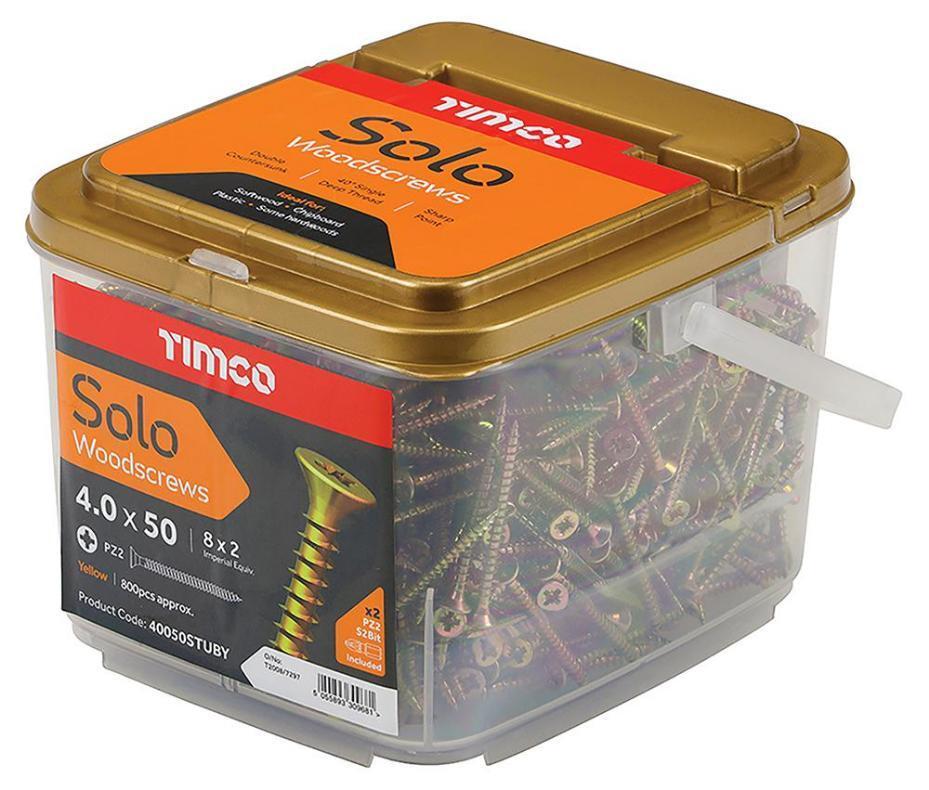 4Mm X 50Mm Pozidriv Double Countersunk Zyp Solo Wood Screws Trade Tub 800 Pack