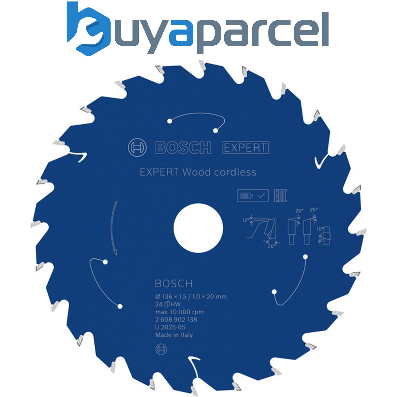 Bosch EXPERT Wood cordless Circular Saw Blade 136 x 1.5/1 x 20 mm T24 2608902138