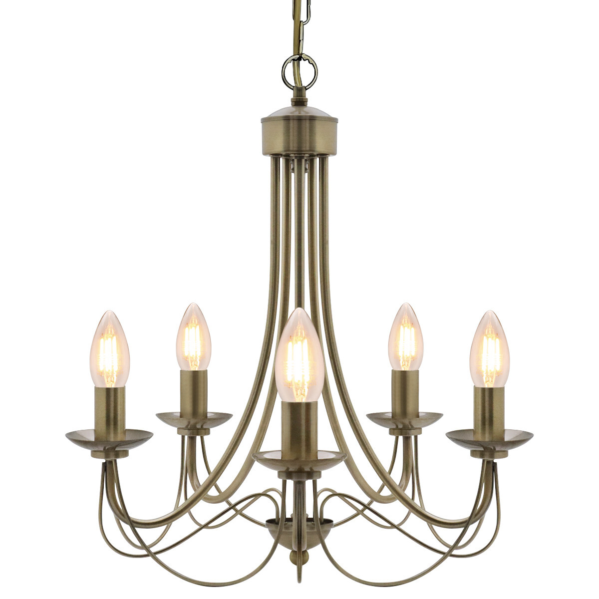 Vintage 5 Lights Antique Brass Ceiling Pendant Light Lantern Chandelier K434