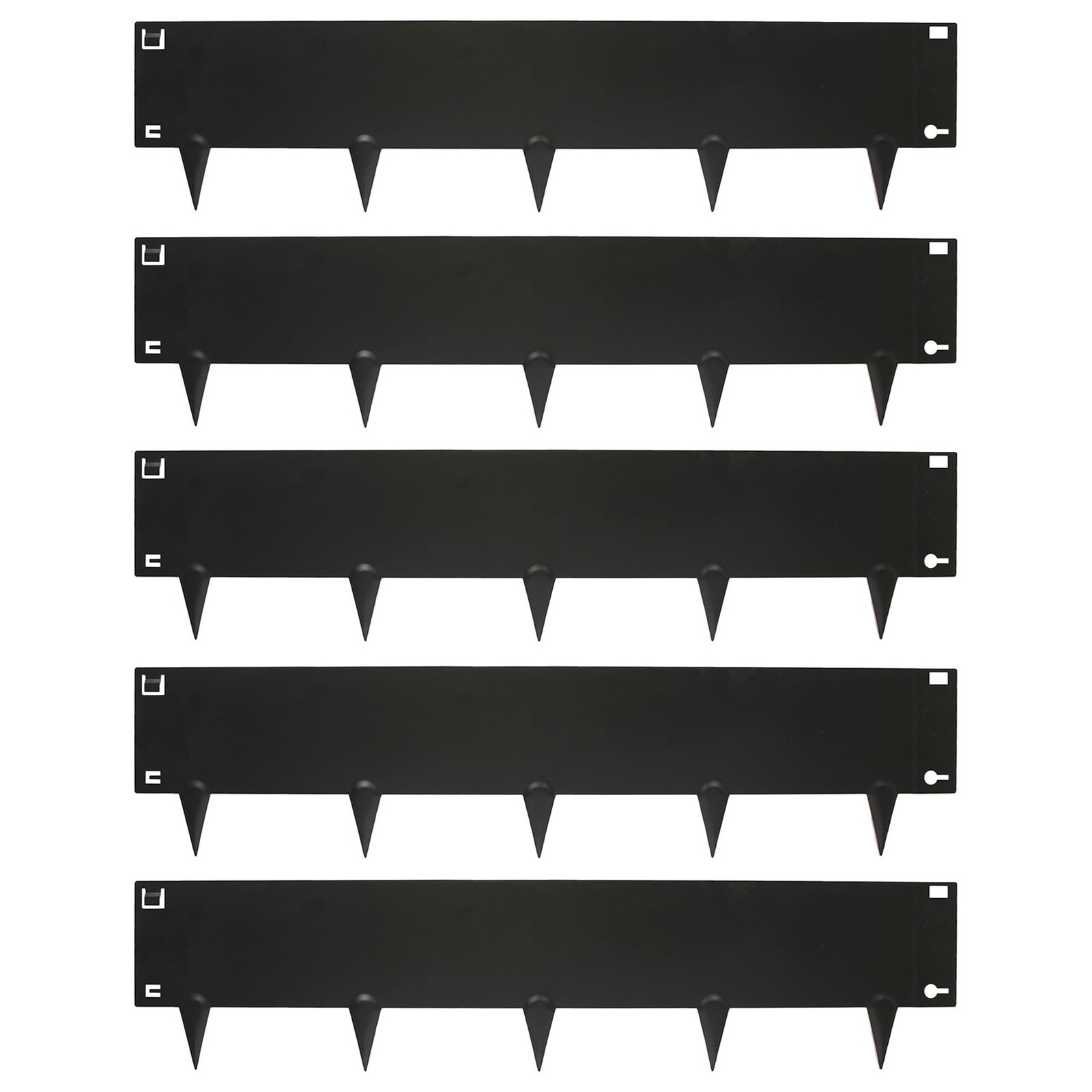 5pc Black Steel Lawn Edging Set 5m x 16cm Flexible Garden Grass Path Border