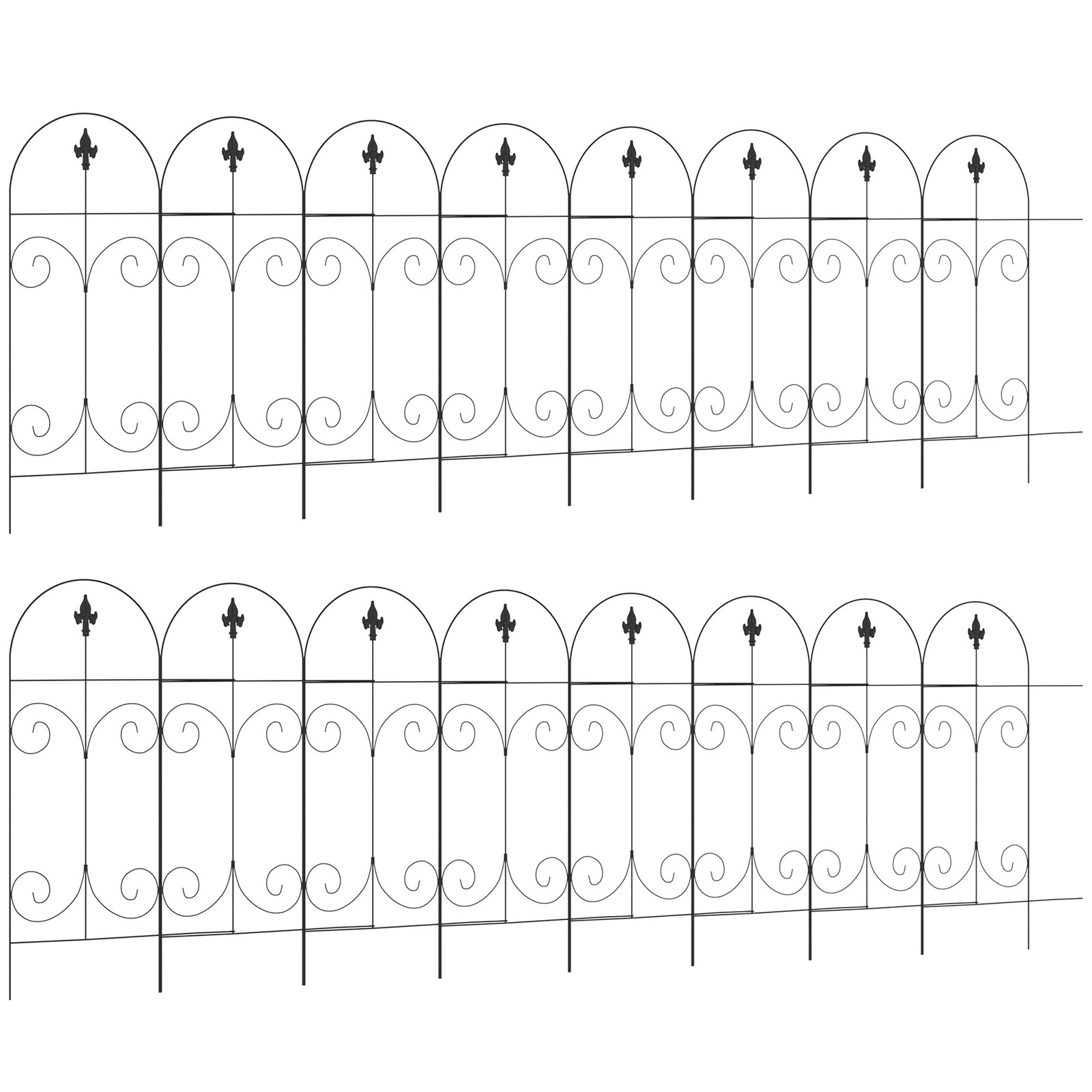 Outsunny Decorative Garden Fencing 16PCs 44in x 25ft Metal Border Edging