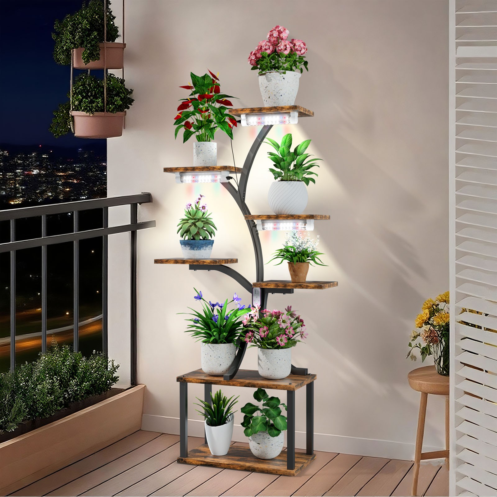 LED Grow Lights Plant Stand 60" Tall Indoor Shelf for Multiple Plant Pots Bonsai