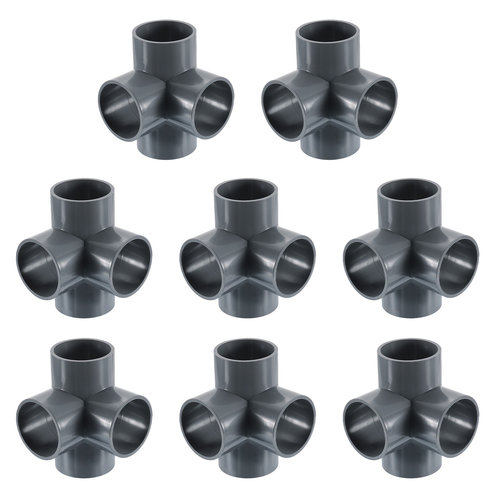 1-1/2" PVC Fittings, 8 Pcs 4 Way Elbow Connector Elbow PVC Corner Fitting, Grey
