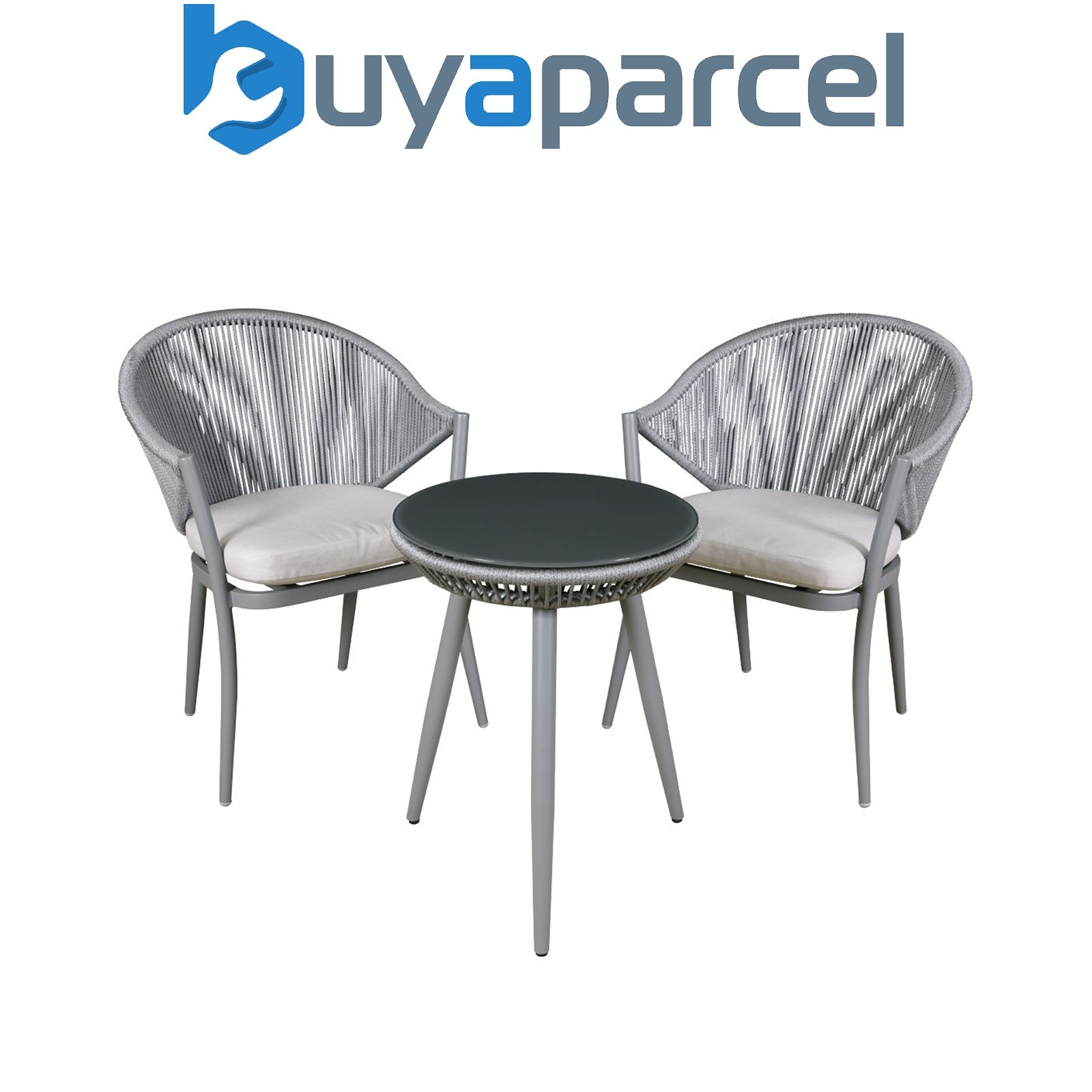 Sealey DG58 Dellonda Echo Aluminium Balcony Set with Tempered Glass Tabletop 3pc