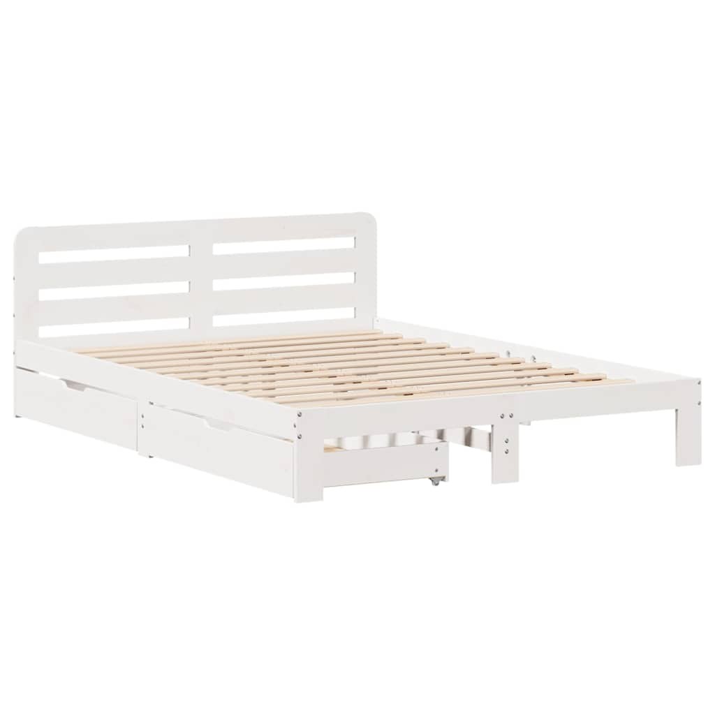 Bed Frame without Mattress Base White 160x200 cm Solid Wood Pine vidaXL