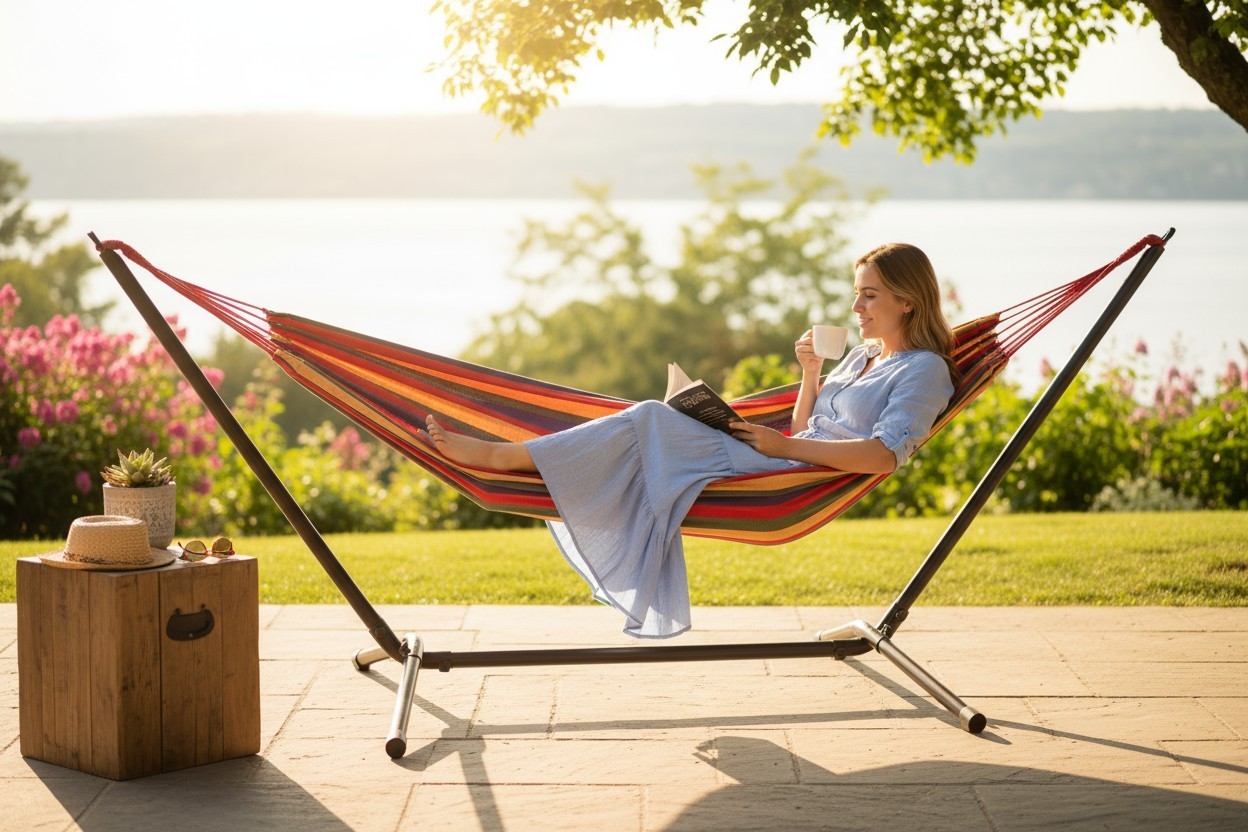 Free Standing Hammock Outdoor Garden Patio Bed with Frame Summer Swing Camping