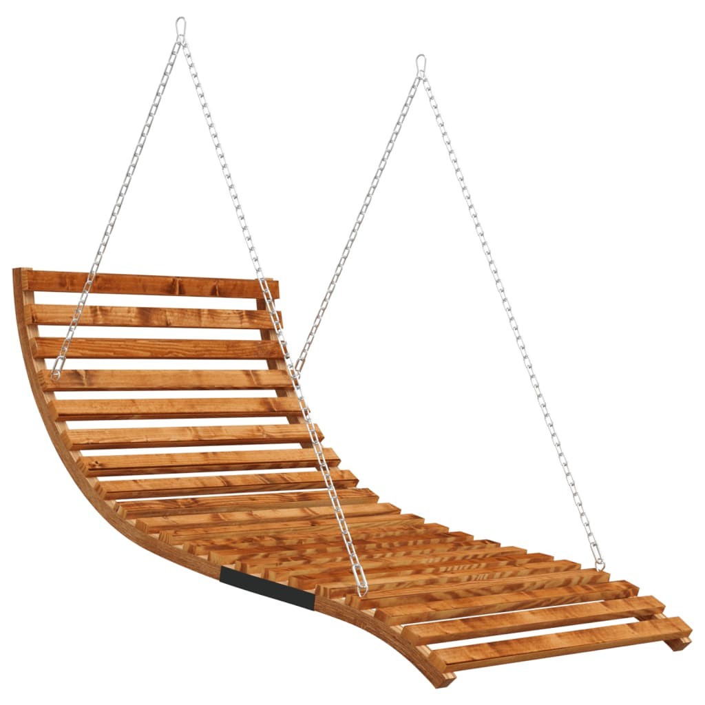 Solid Bent Wood Swing Bed with Teak Finish Hanging Wave Lounge Garden vidaXL